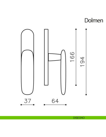 Maniglia per finestra cremonese Dolmen Olivari disegno