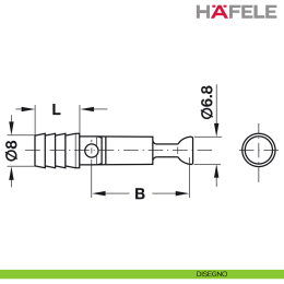 Perno per giunzione angolare con snodo per mobile Hafele con bussola 2