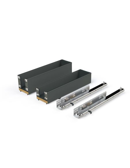 Emuca Portabottiglie laterale estraibile Titane Simplex con chiusura soft, modulo 150 mm, Grigio antracite