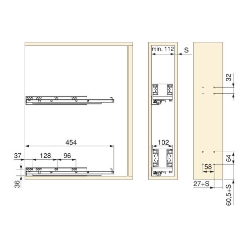Emuca Portabottiglie laterale estraibile Titane Simplex con chiusura soft, modulo 150 mm, Grigio antracite