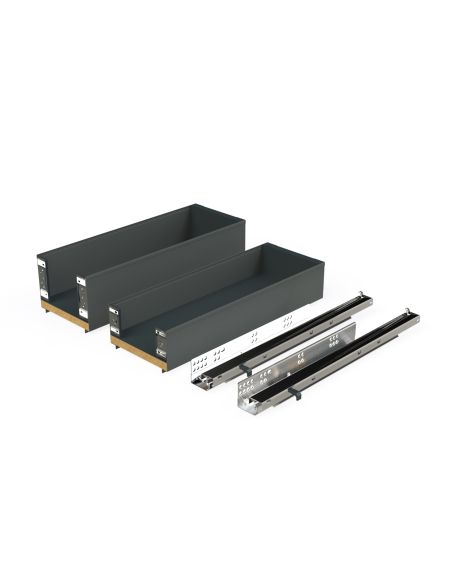 Emuca Portabottiglie laterale estraibile Titane Simplex con chiusura soft, modulo 200 mm, Grigio antracite