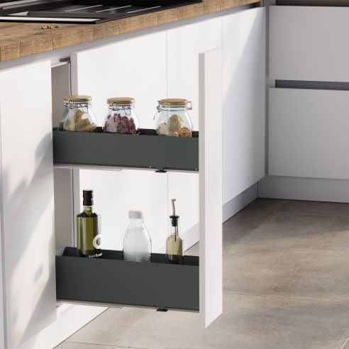 Emuca Portabottiglie laterale estraibile Titane Simplex con chiusura soft, modulo 200 mm, Grigio antracite