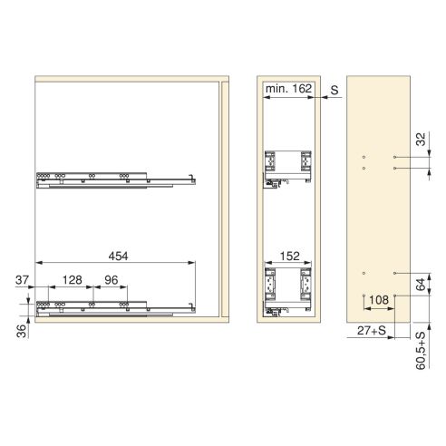 Emuca Portabottiglie laterale estraibile Titane Simplex con chiusura soft, modulo 200 mm, Grigio antracite