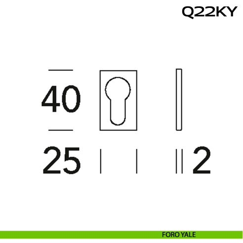 Bocchetta foro yale rettangolare Minimal Line Q22 Reguitti Inox disegno