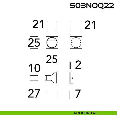 Nottolino WC quadro Minimal Line Q22 Reguitti Inox disegno