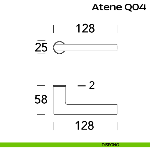 Maniglia in acciaio per porta Atene Minimal Q04 Reguitti Inox disegno