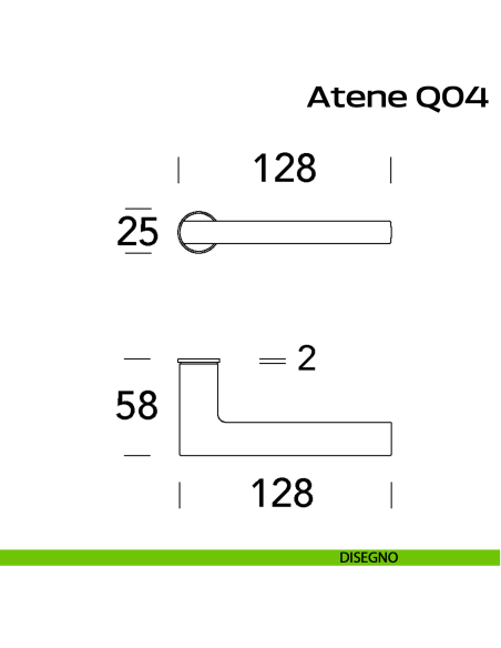 Maniglia in acciaio per porta Atene Minimal Q04 Reguitti Inox disegno