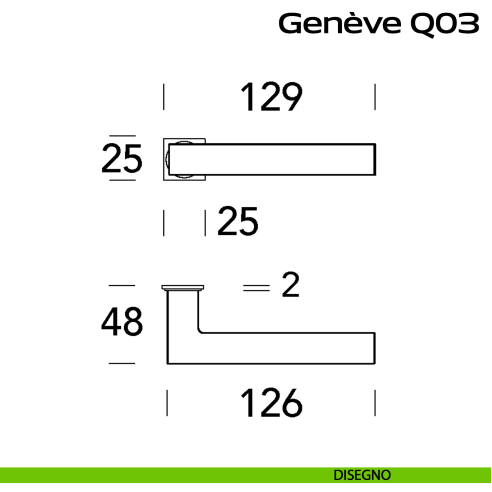 Maniglia in acciaio per porta Geneve Minimal Q03 Reguitti Inox disegno