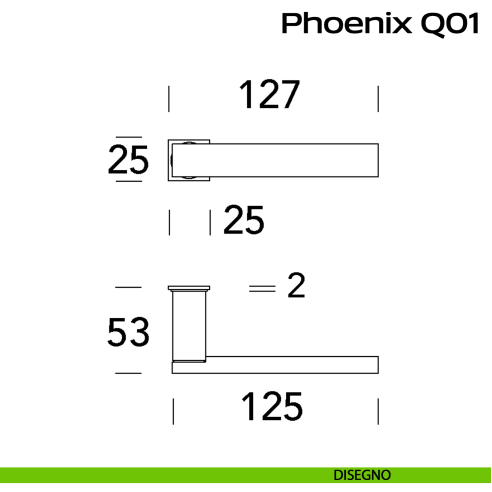 Maniglia in acciaio per porta Phoenix Minimal Q01 Reguitti Inox disegno