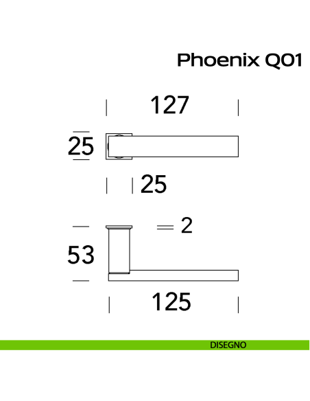 Maniglia in acciaio per porta Phoenix Minimal Q01 Reguitti Inox disegno