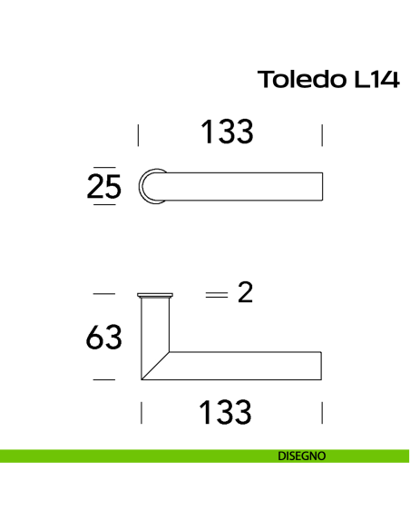 Maniglia in acciaio per porta Toledo Minimal L14 Reguitti Inox disegno