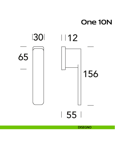Maniglia in acciaio per finestra DK ONE 10N Reguitti Inox disegno