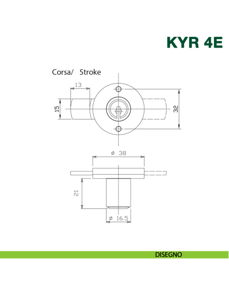 Serratura per anta con cilindro KYR Securital diametro 16,5 mm lunghezza 21 mm KYR 4E A16 - disegno