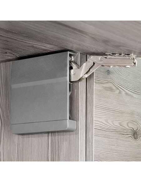 Emuca Braccetto per ante a ribalta verso l'alto Agile, 3200 - 9000, Plastica grigio antracite, Acciaio e Tecnoplastica