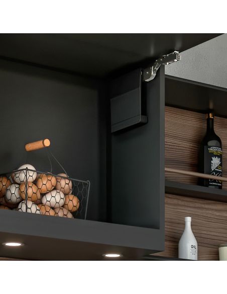 Emuca Braccetto per ante a ribalta verso l'alto Agile, 3200 - 9000, Plastica grigio antracite, Acciaio e Tecnoplastica