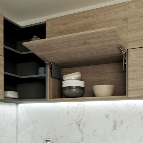 Emuca Braccetto per ante a ribalta verso l'alto Altius Lift, Forza 560-1800 (low L), Acciaio e tecnoplastica, Grigio antracite