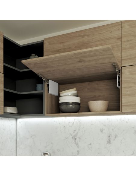 Emuca Braccetto per ante a ribalta verso l'alto Altius Lift, Forza 1100-2900 (medium M), Acciaio e tecnoplastica, Bianco