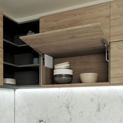 Emuca Braccetto per ante a ribalta verso l'alto Altius Lift, Forza 1840-5200 (high H), Acciaio e tecnoplastica, Bianco