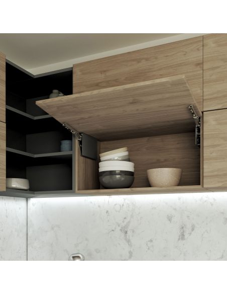 Emuca Braccetto per ante a ribalta verso l'alto Altius Lift, Forza 1840-5200 (high H), Acciaio e tecnoplastica, Grigio antracite