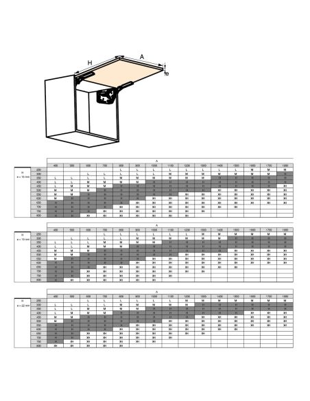 Emuca Braccetto per ante a ribalta verso l'alto Altius Lift, Forza 1840-5200 (high H), Acciaio e tecnoplastica, Grigio antracite