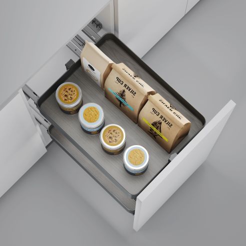 Emuca Carrello estraibile Harmony con chiusura soft, Modulo larghezza 300mm altezza 700mm, Acciaio e Legno, Grigio antracite