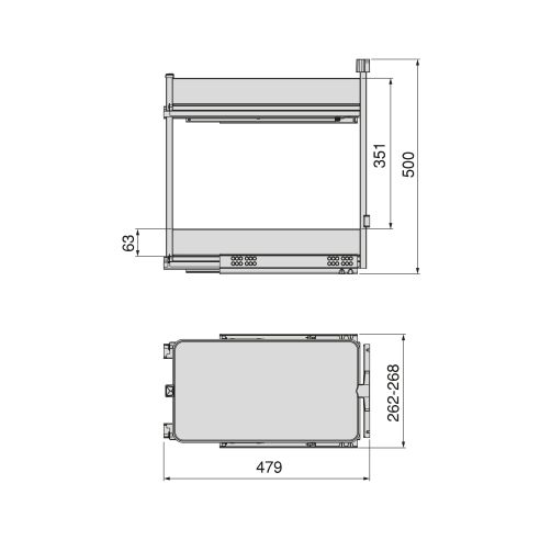 Emuca Carrello estraibile Harmony con chiusura soft, Modulo larghezza 300mm altezza 700mm, Acciaio e Legno, Grigio antracite