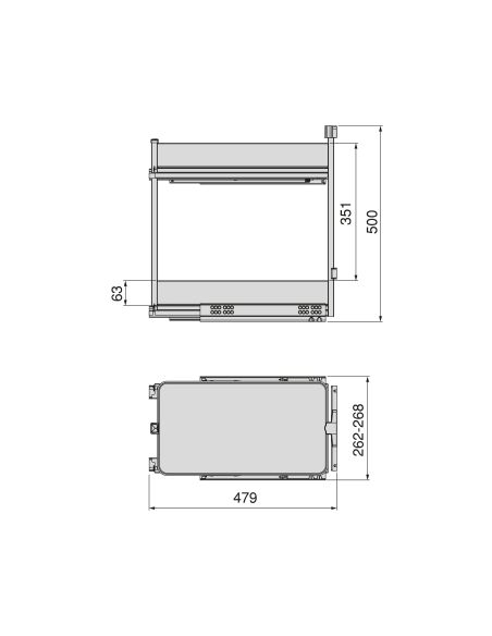 Emuca Carrello estraibile Harmony con chiusura soft, Modulo larghezza 300mm altezza 700mm, Acciaio e Legno, Grigio antracite