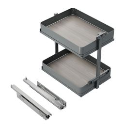 Emuca Carrello estraibile Harmony con chiusura soft, Modulo larghezza 400mm altezza 700mm, Acciaio e Legno, Grigio antracite