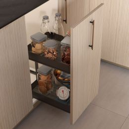 Emuca Carrello estraibile Harmony con chiusura soft, Modulo larghezza 400mm altezza 700mm, Acciaio e Legno, Grigio antracite 2