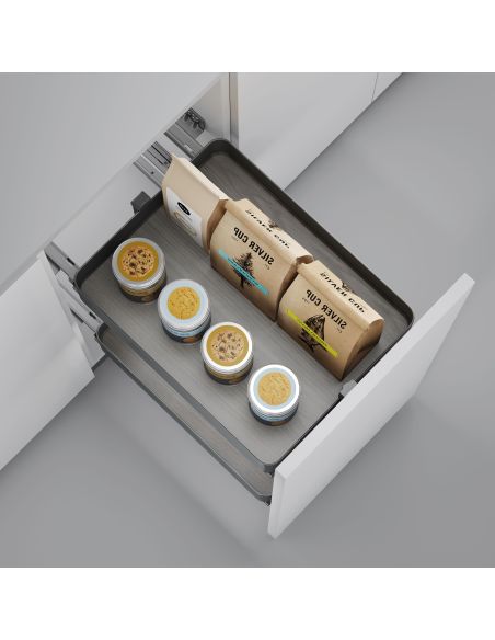 Emuca Carrello estraibile Harmony con chiusura soft, Modulo larghezza 400mm altezza 700mm, Acciaio e Legno, Grigio antracite