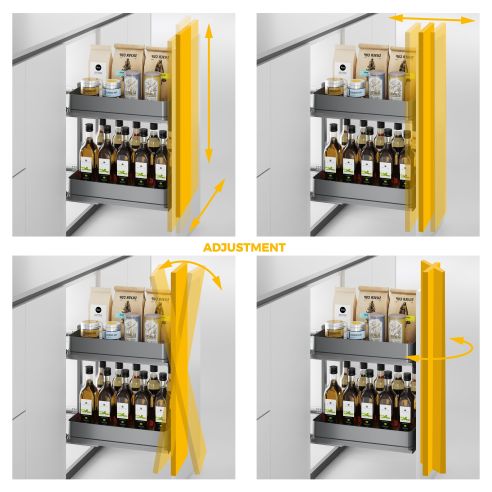 Emuca Carrello estraibile Harmony con chiusura soft, Modulo larghezza 400mm altezza 700mm, Acciaio e Legno, Grigio antracite