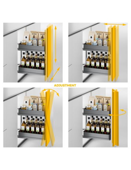 Emuca Carrello estraibile Harmony con chiusura soft, Modulo larghezza 400mm altezza 700mm, Acciaio e Legno, Grigio antracite