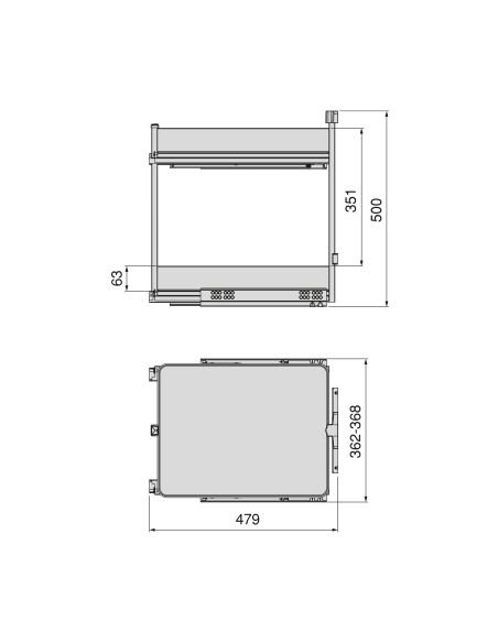 Emuca Carrello estraibile Harmony con chiusura soft, Modulo larghezza 400mm altezza 700mm, Acciaio e Legno, Grigio antracite