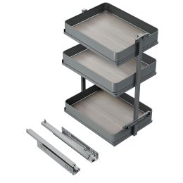 Emuca Carrello estraibile Harmony con chiusura soft, Modulo larghezza 400mm altezza 800mm, Acciaio e Legno, Grigio antracite