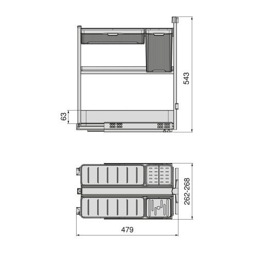 Emuca Carrello estraibile con cestelli e accessori Harmony con chiusura soft, Modulo larghezza 300mm altezza 700mm, Acciaio e Le