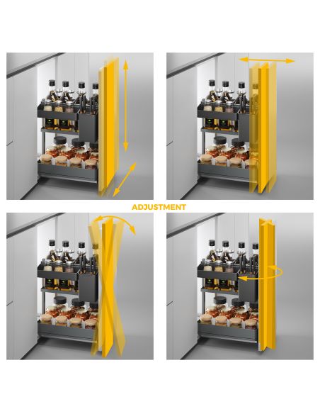 Emuca Carrello estraibile con cestelli e accessori Harmony con chiusura soft, Modulo larghezza 400mm altezza 700mm, Acciaio e Le