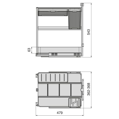 Emuca Carrello estraibile con cestelli e accessori Harmony con chiusura soft, Modulo larghezza 400mm altezza 700mm, Acciaio e Le