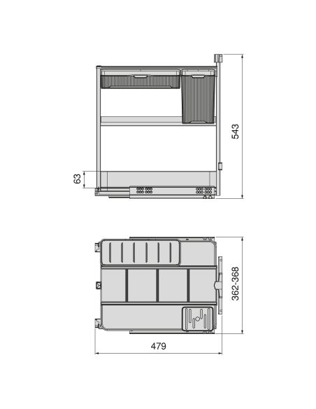 Emuca Carrello estraibile con cestelli e accessori Harmony con chiusura soft, Modulo larghezza 400mm altezza 700mm, Acciaio e Le