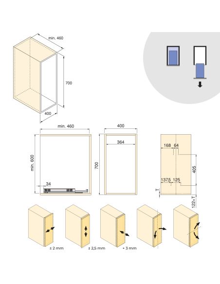 Emuca Carrello estraibile con cestelli e accessori Harmony con chiusura soft, Modulo larghezza 400mm altezza 700mm, Acciaio e Le