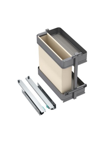 Emuca Carrello estraibile con cestelli e portapane Harmony con chiusura soft, Modulo larghezza 300mm altezza 700mm, Acciaio e Le