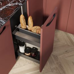 Emuca Carrello estraibile con cestelli e portapane Harmony con chiusura soft, Modulo larghezza 300mm altezza 700mm, Acciaio e Le 2
