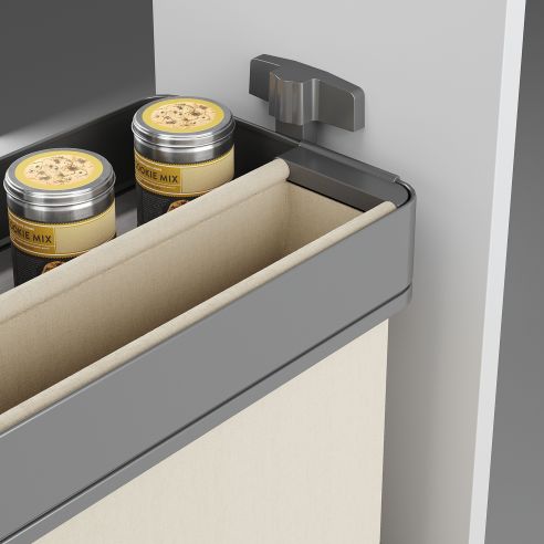 Emuca Carrello estraibile con cestelli e portapane Harmony con chiusura soft, Modulo larghezza 300mm altezza 700mm, Acciaio e Le