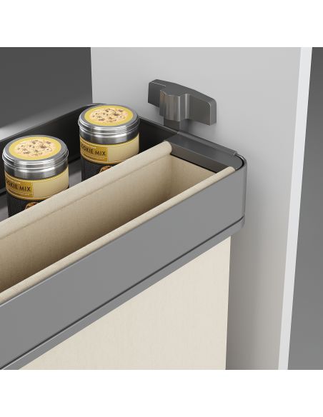 Emuca Carrello estraibile con cestelli e portapane Harmony con chiusura soft, Modulo larghezza 300mm altezza 700mm, Acciaio e Le