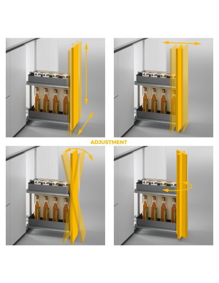 Emuca Carrello estraibile con cestelli e portapane Harmony con chiusura soft, Modulo larghezza 300mm altezza 700mm, Acciaio e Le