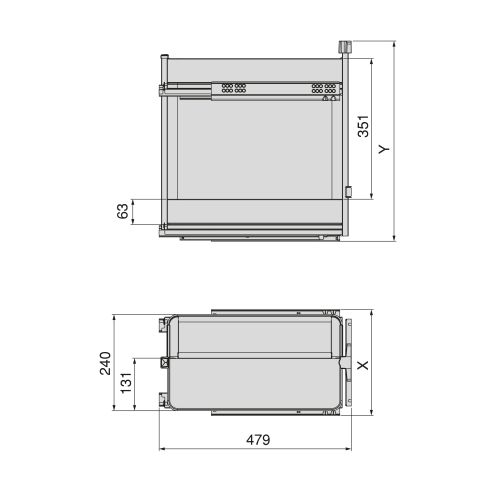 Emuca Carrello estraibile con cestelli e portapane Harmony con chiusura soft, Modulo larghezza 300mm altezza 700mm, Acciaio e Le