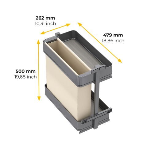 Emuca Carrello estraibile con cestelli e portapane Harmony con chiusura soft, Modulo larghezza 300mm altezza 700mm, Acciaio e Le