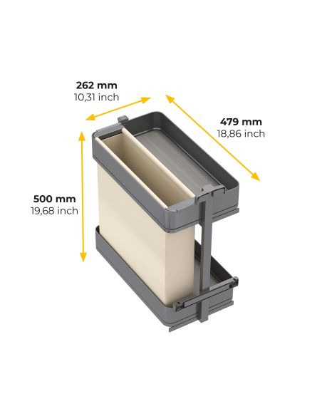 Emuca Carrello estraibile con cestelli e portapane Harmony con chiusura soft, Modulo larghezza 300mm altezza 700mm, Acciaio e Le