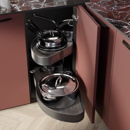 Emuca Angolare Lake Harmony per mobili da cucina, Sinistra, Altezza regolabile, Acciaio e legno, Grigio antracite 2