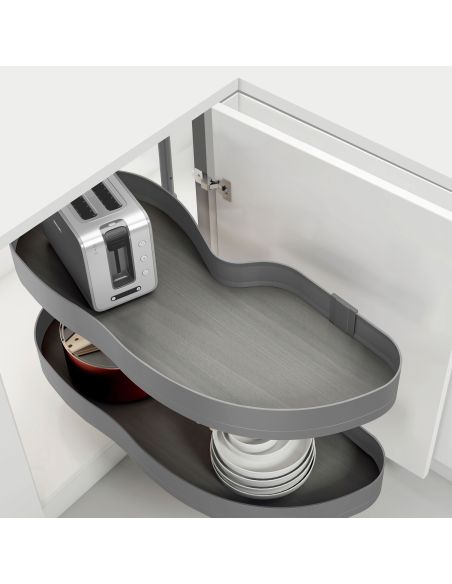 Emuca Angolare Lake Harmony per mobili da cucina, Sinistra, Altezza regolabile, Acciaio e legno, Grigio antracite
