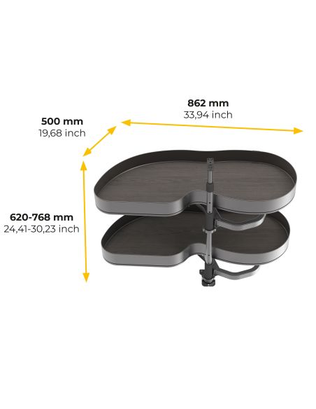 Emuca Angolare Lake Harmony per mobili da cucina, Sinistra, Altezza regolabile, Acciaio e legno, Grigio antracite